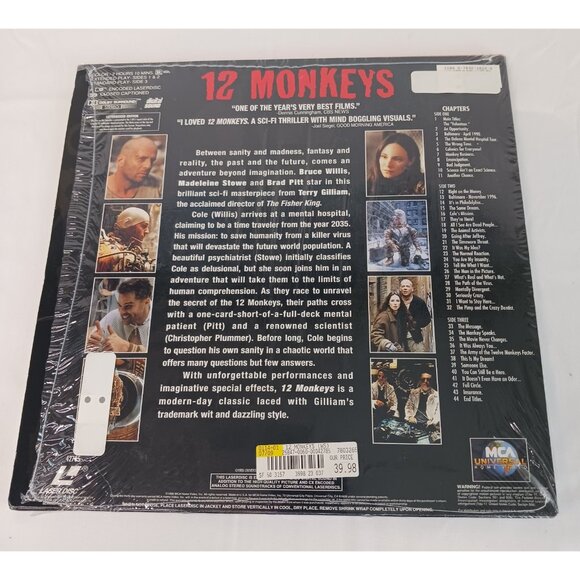 12 Monkeys Laserdisc Movie 1996 MCA Universal Bruce Willis, Madelaine Stowe EX - Picture 11 of 12